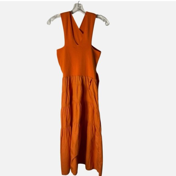 Derek Lam Dress Midi Sleeveless Cross-Strap Orange Size Medium *READ FLAW* - Picture 6 of 9
